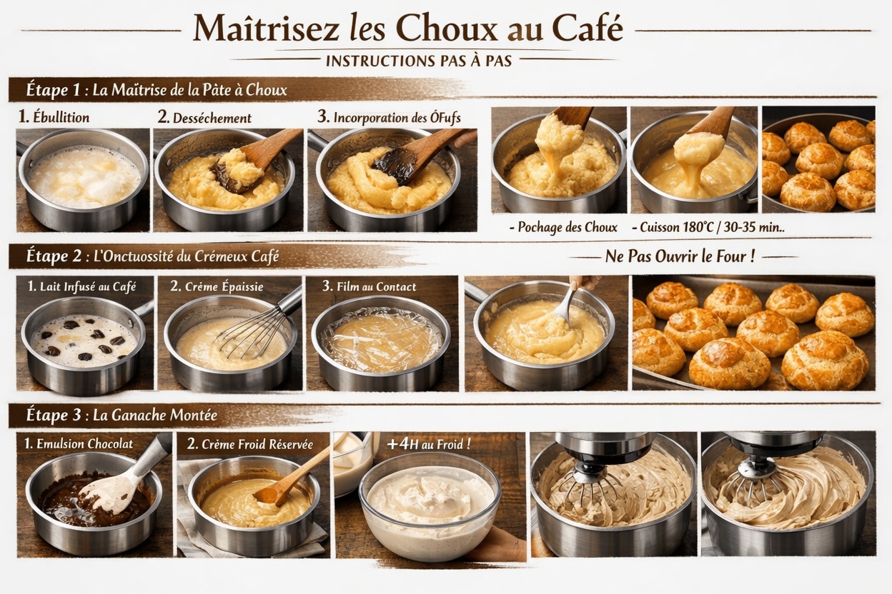 La Liste des Ingrédients : Choux à la Crème Café et Chocolat Blanc