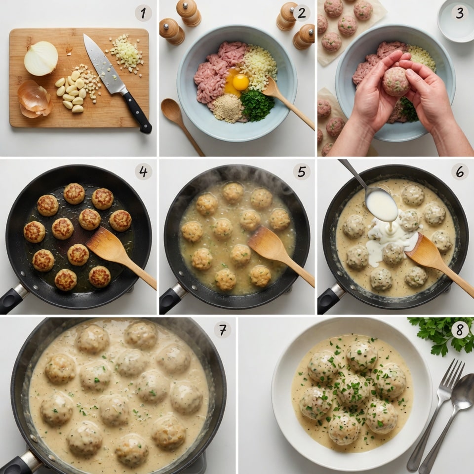 Boulettes de poulet sauce crème