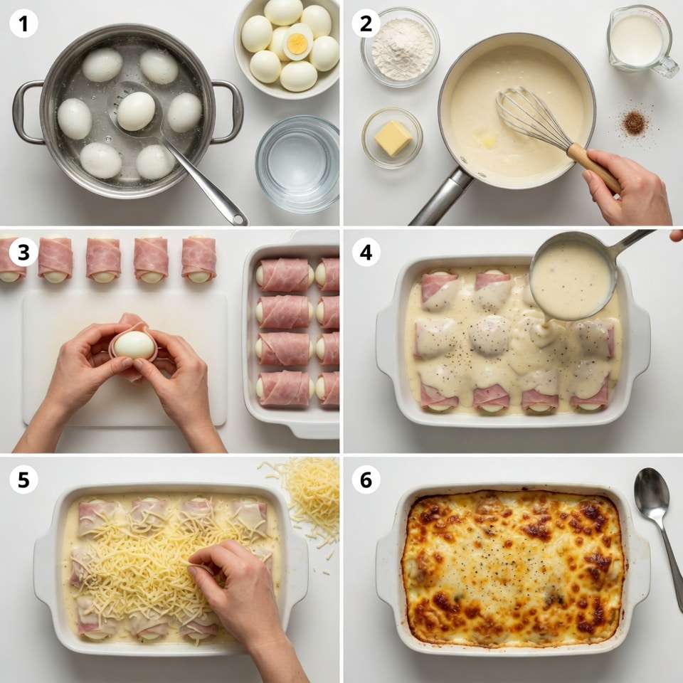 Gratin d'œufs durs au jambon