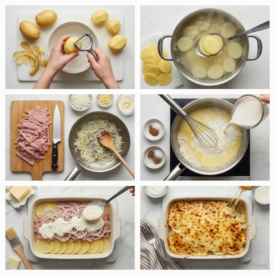 Pommes de Terre au Jambon Gratinées