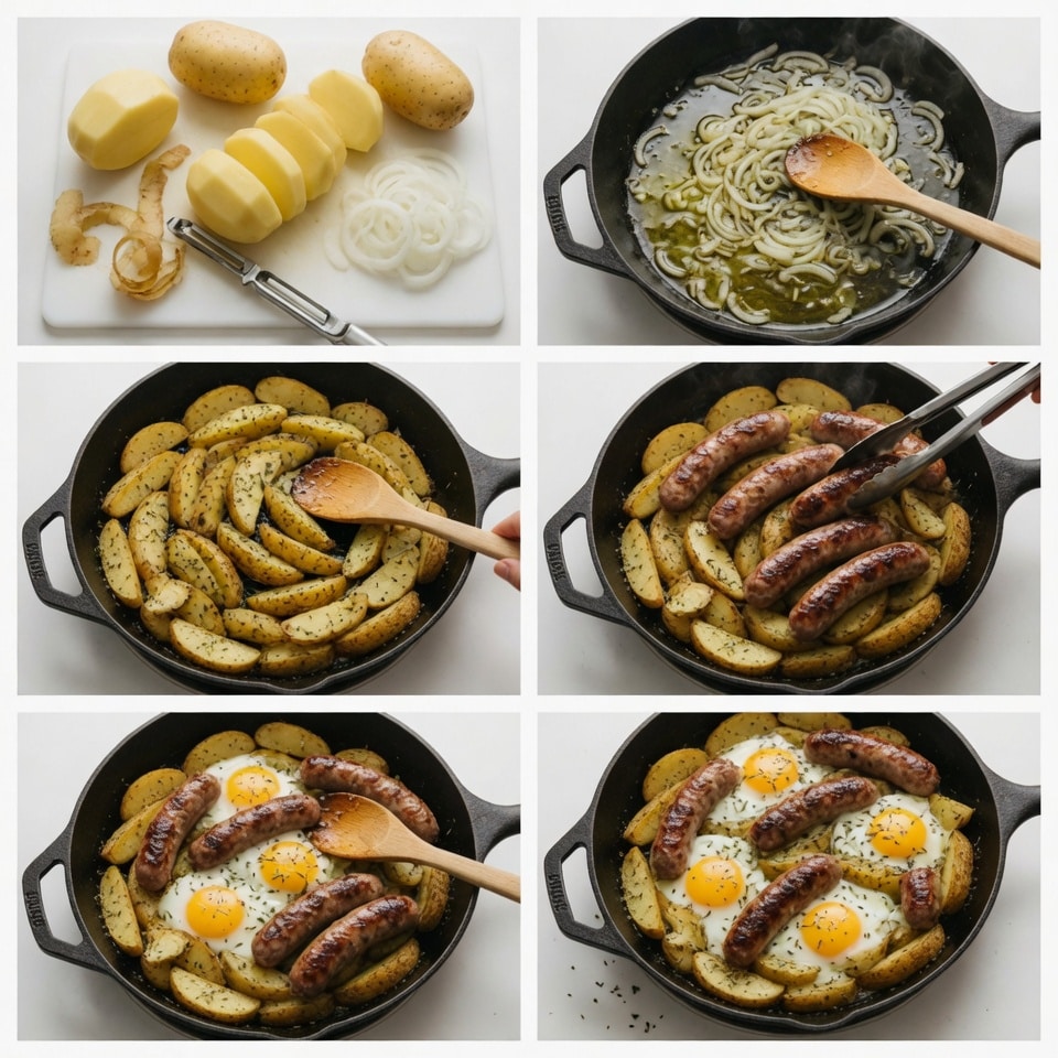 Poêlée campagnarde aux saucisses et œufs