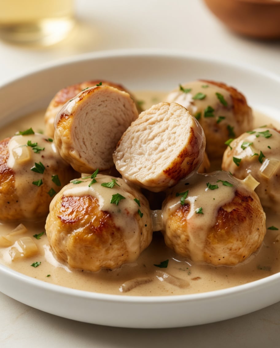 Boulettes de poulet sauce crème