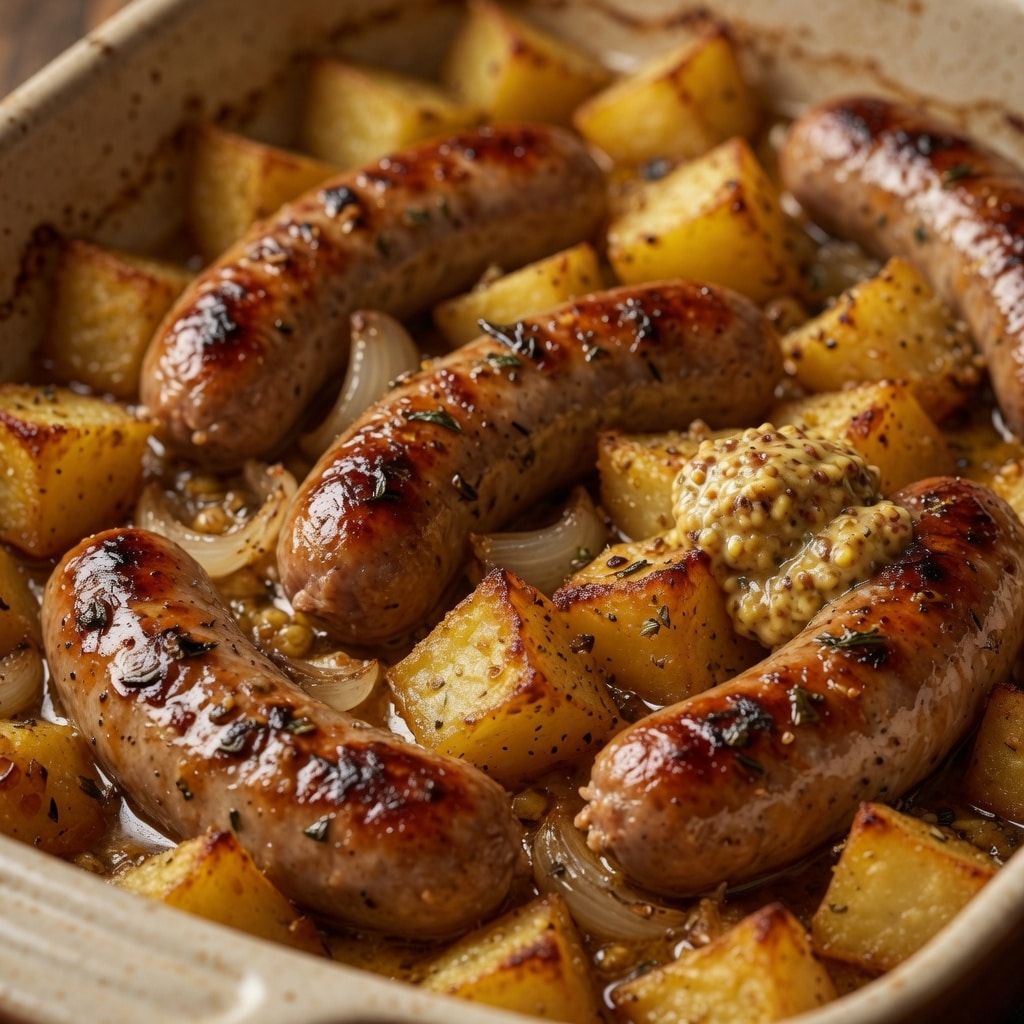 Saucisses au four avec pommes de terre