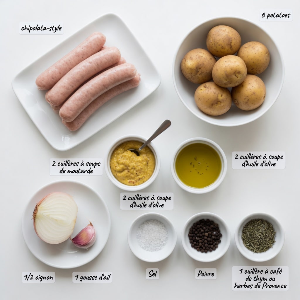 Saucisses au four avec pommes de terre