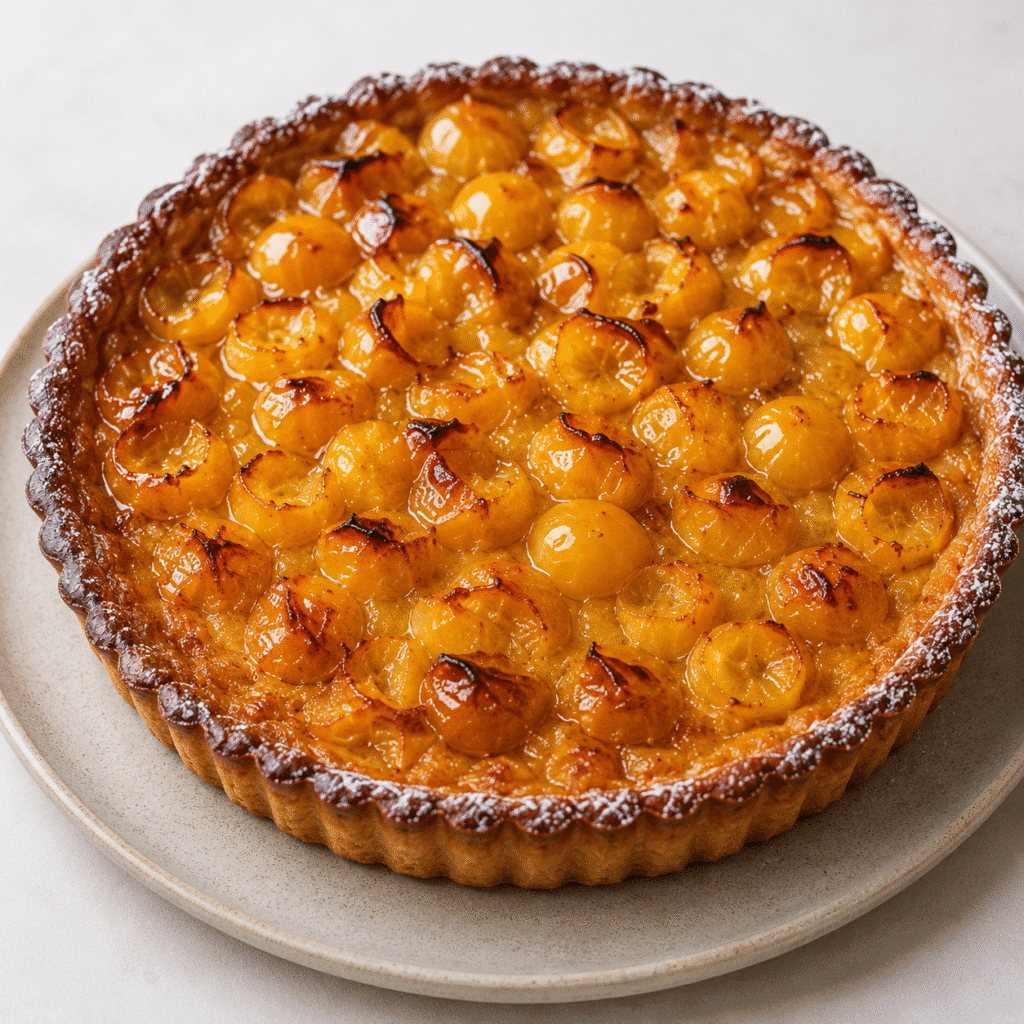 Tarte aux mirabelles façon dessert lorrain : pâte brisée croustillante, fruits caramélisés