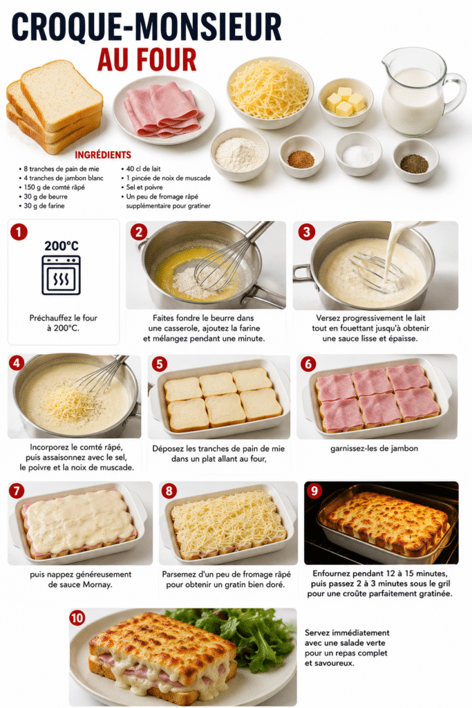 Pain de mie gratiné au jambon et comté