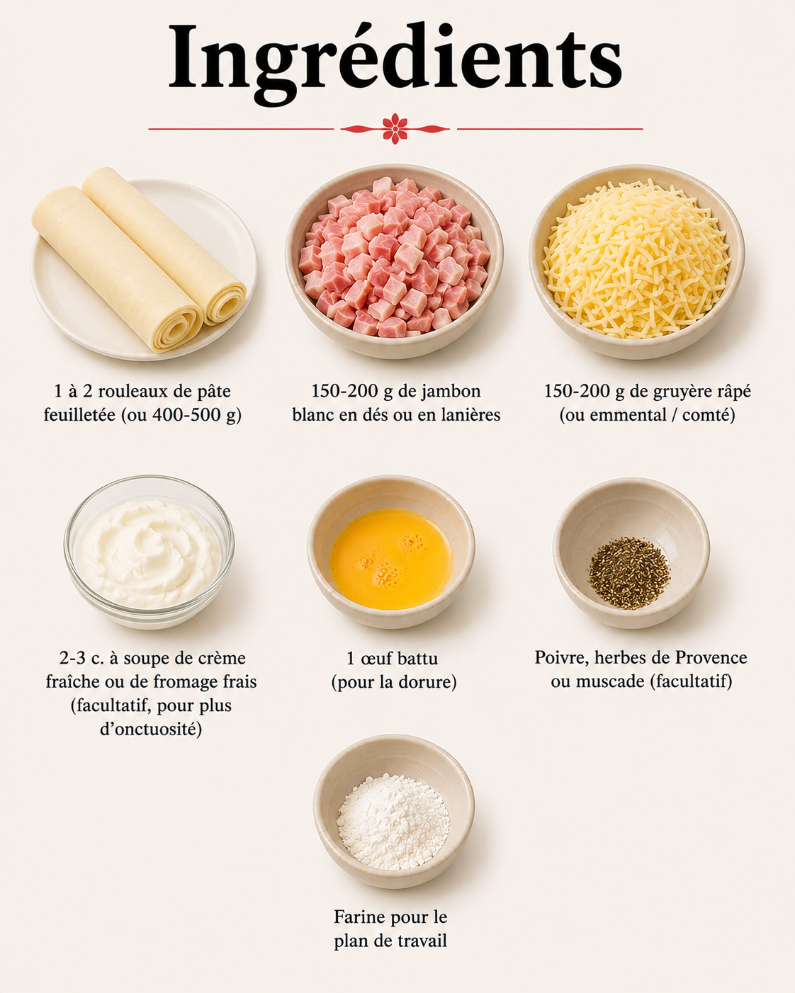 La Liste des Ingrédients : Chaussons Jambon-Gruyère : croustillants, fondants et ultra gourmands