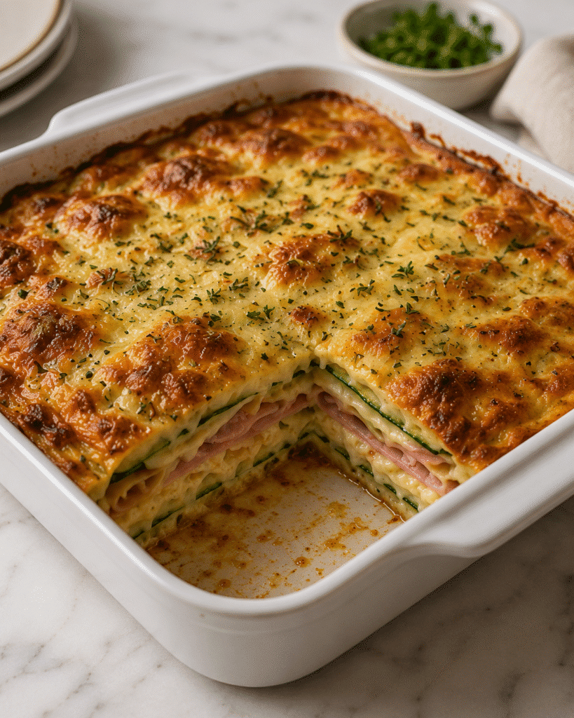 Millefeuille de Courgettes au Jambon Gratiné : l