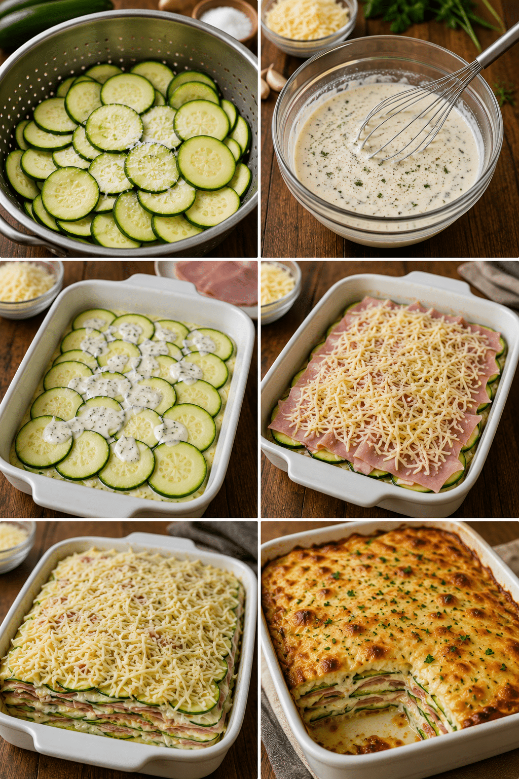 Millefeuille de Courgettes au Jambon Gratiné