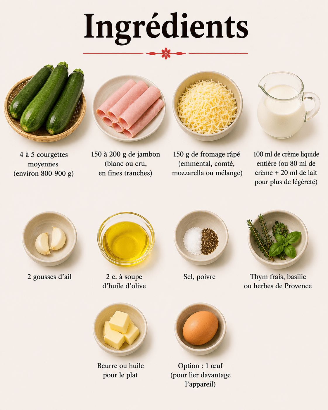 La Liste des Ingrédients : Millefeuille de Courgettes au Jambon Gratiné : le plat léger, fondant et savoureux de l’été