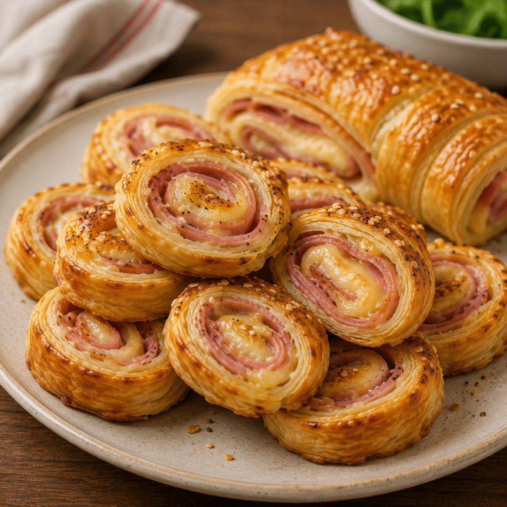 Feuilleté roulé jambon-fromage moutardé