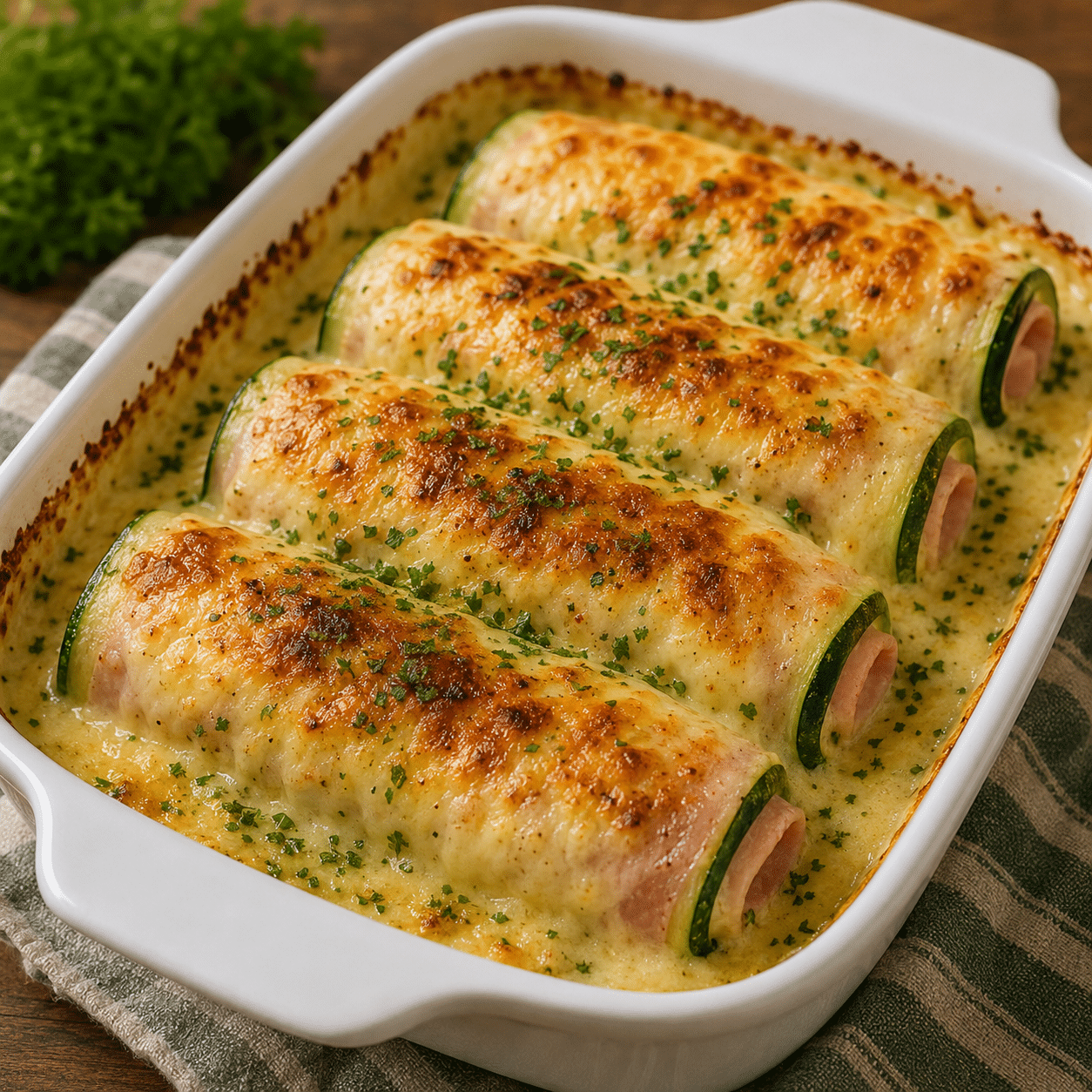 Courgettes façon endives au jambon