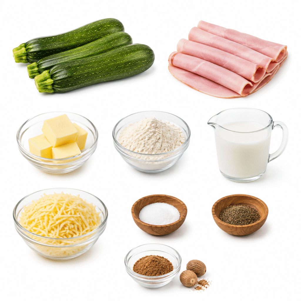 Courgettes façon endives au jambon