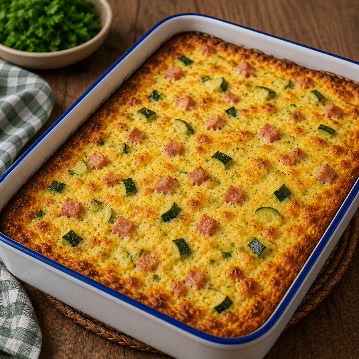 Flan de courgettes au jambon et gruyère