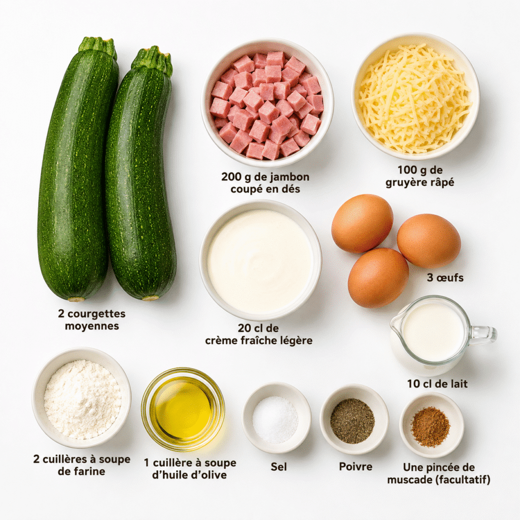Flan de courgettes au jambon et gruyère