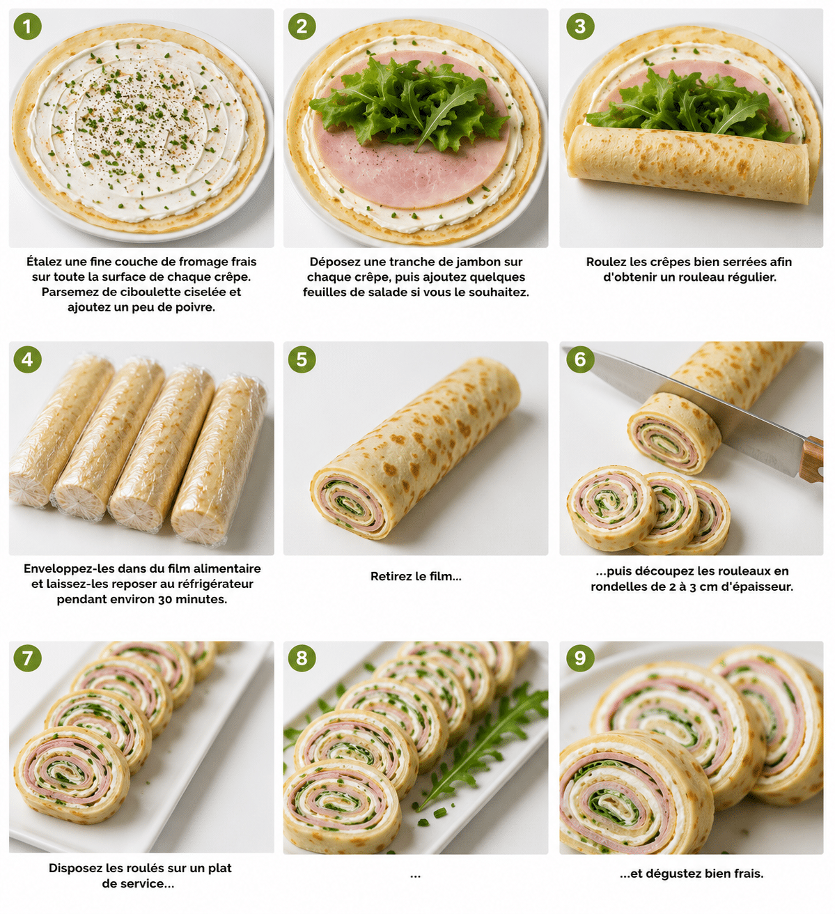 Roulé salé au jambon et au fromage frais