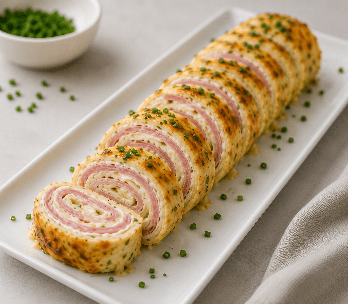 Roulé salé au jambon et au fromage frais