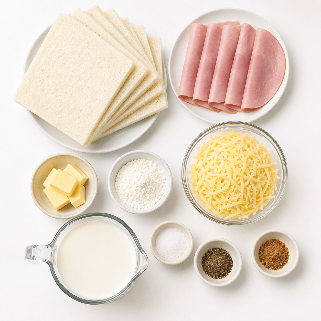 Béchamel crémeuse et croissants au jambon