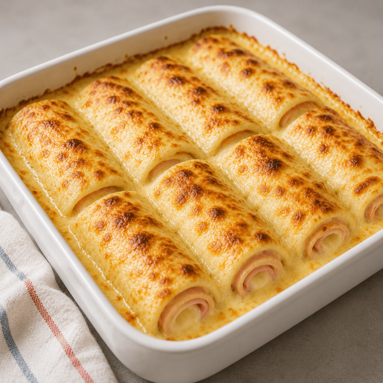 Béchamel crémeuse et croissants au jambon Béchamel crémeuse et croissants au jambon
