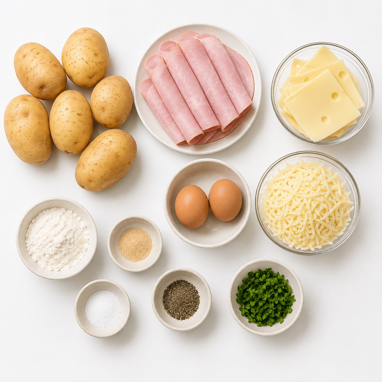 Rôti de pommes de terre au jambon