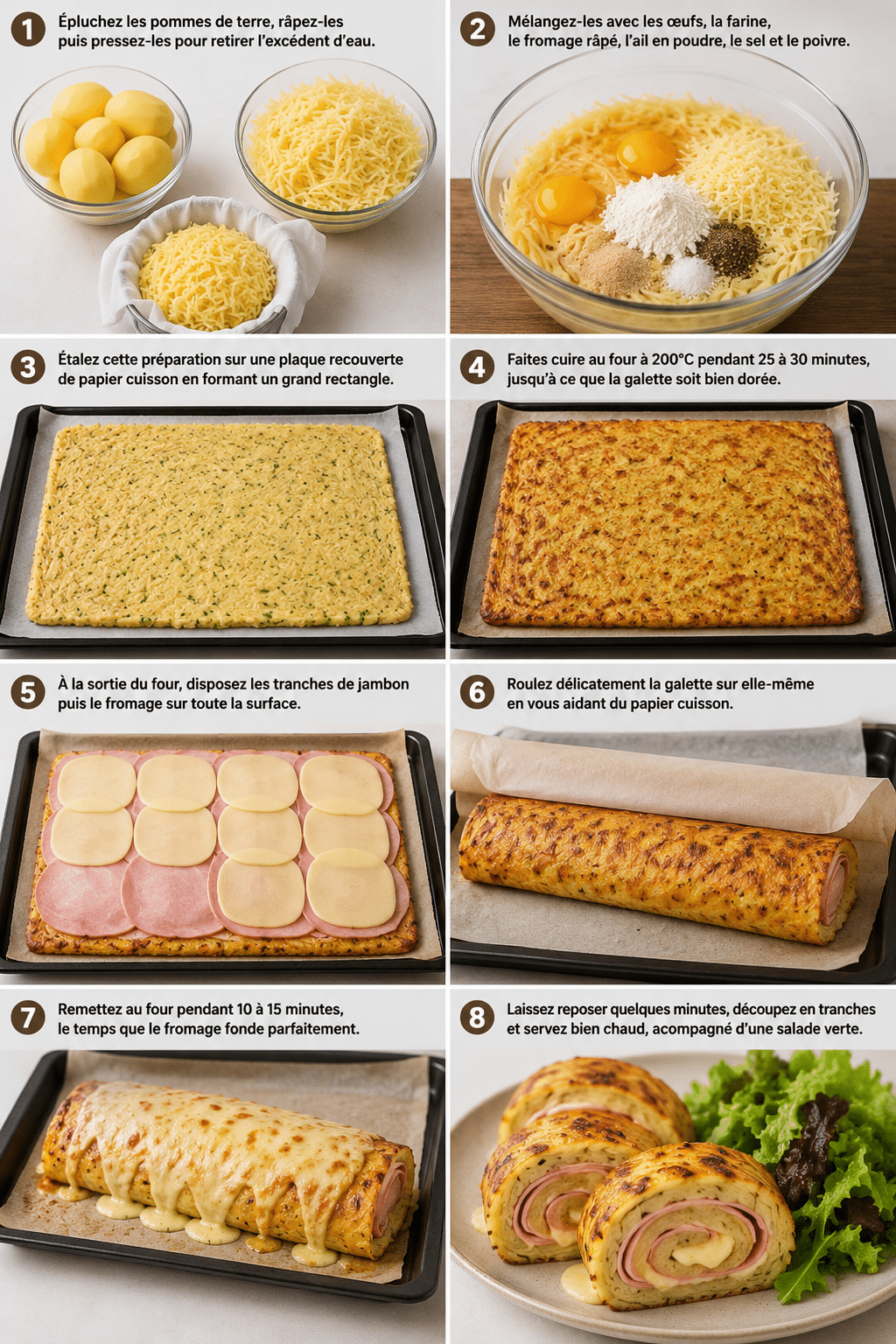 Rôti de pommes de terre au jambon