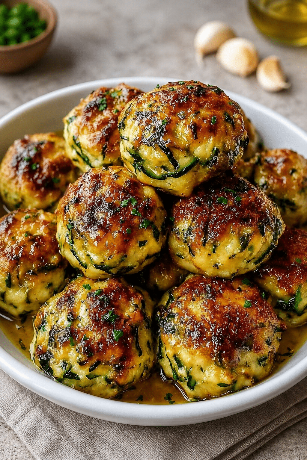 Boulettes de Courgettes au Parmesan, Herbes Fraîches et Ail