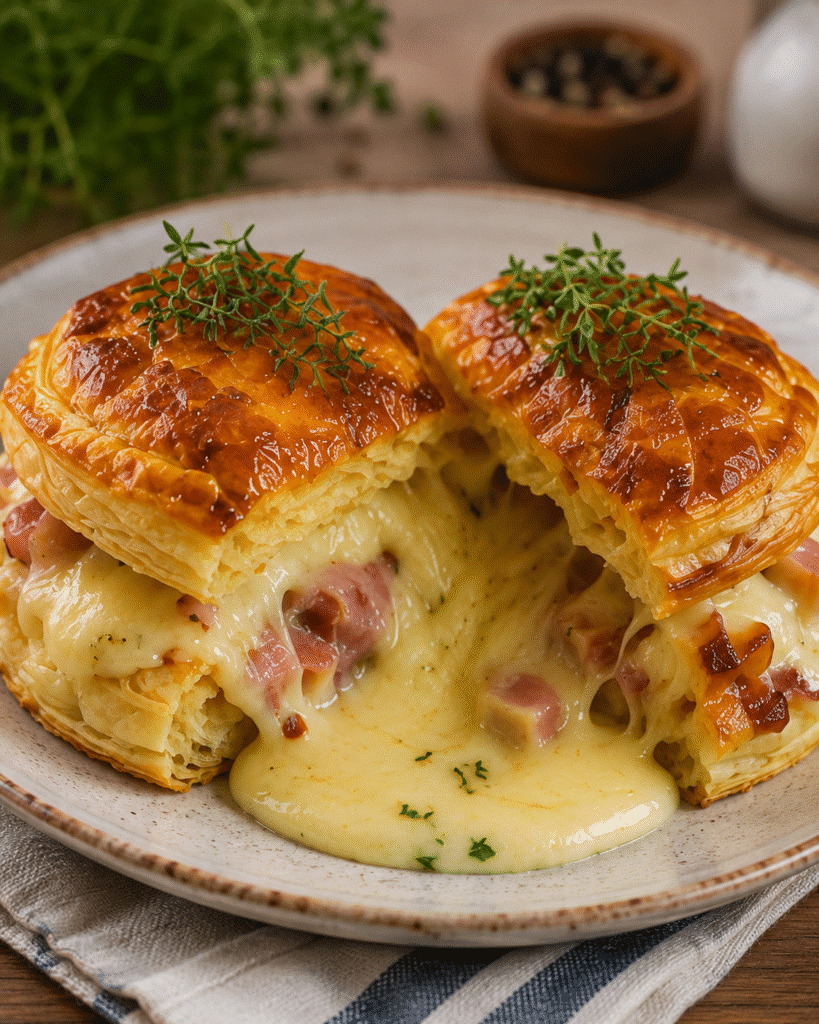 vol-au-vent savoyard fondant au Reblochon, lardons & oignons