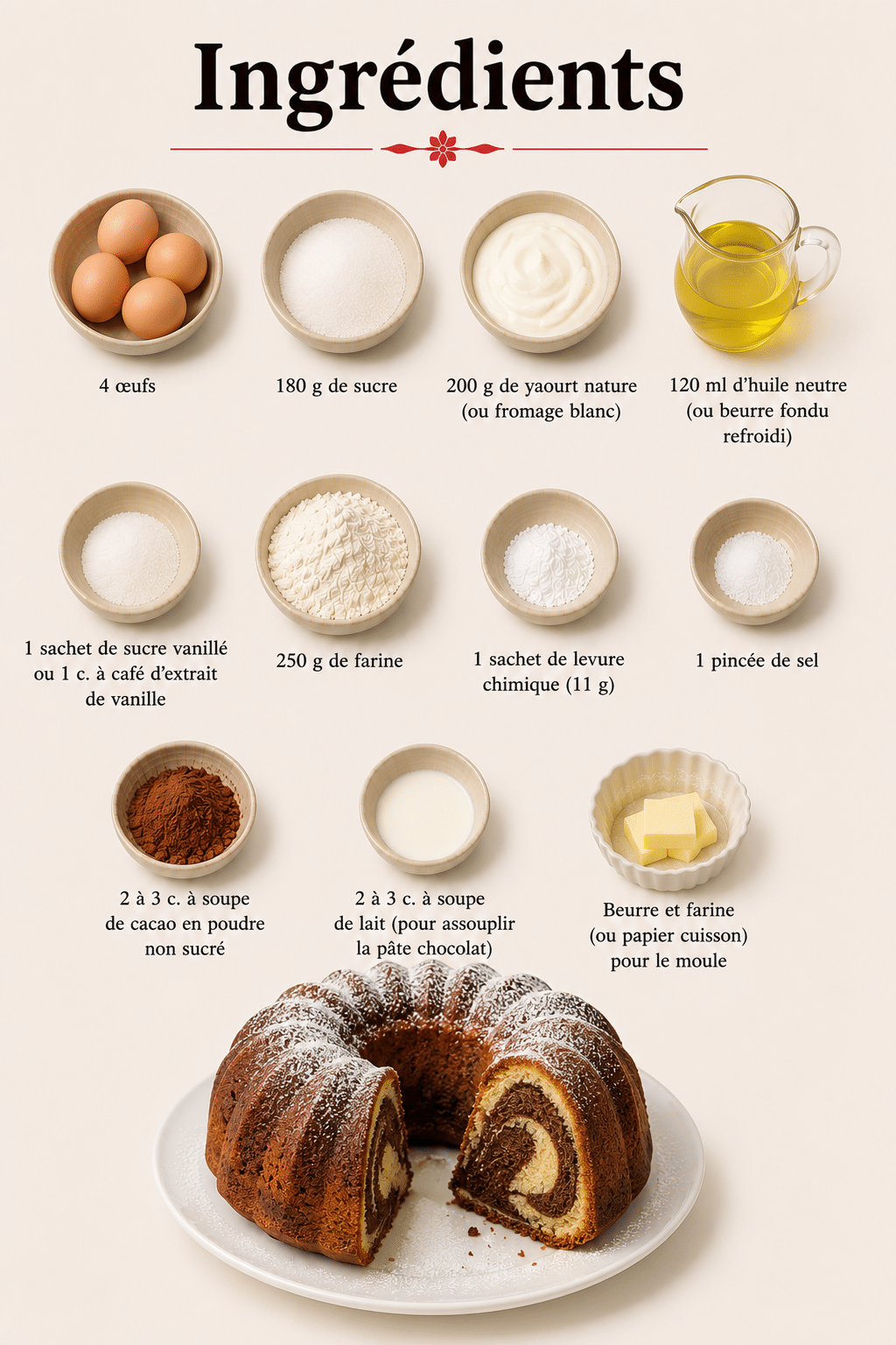 La Liste des Ingrédients : Gâteau Zébré Maison : le gâteau moelleux, facile et bluffant
